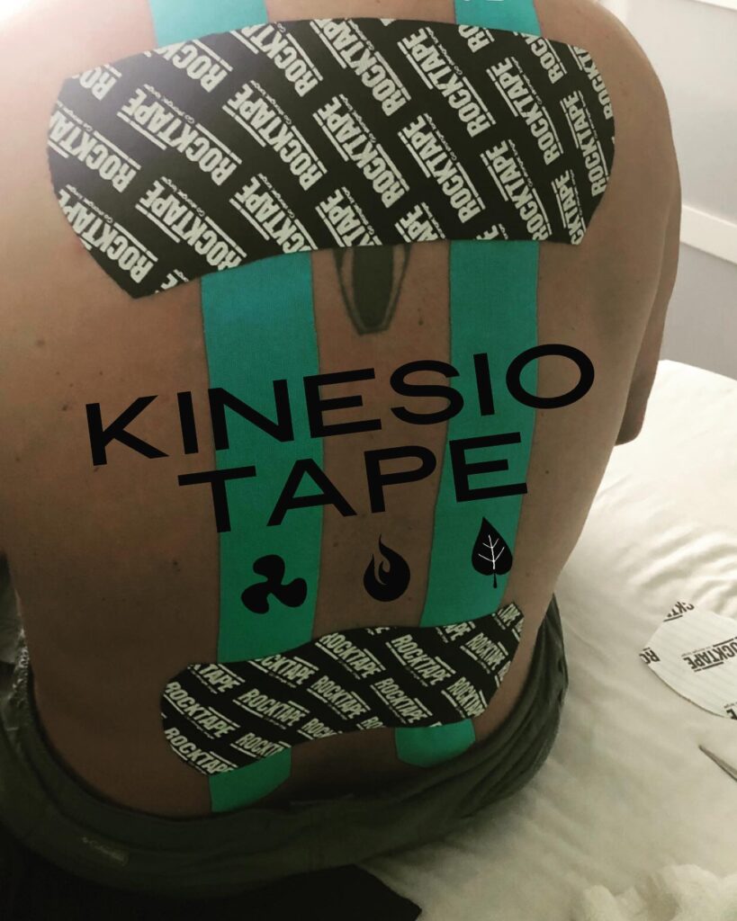 Person with Tape on their back at a facility that offers Kinesiology Taping in Citrus Park